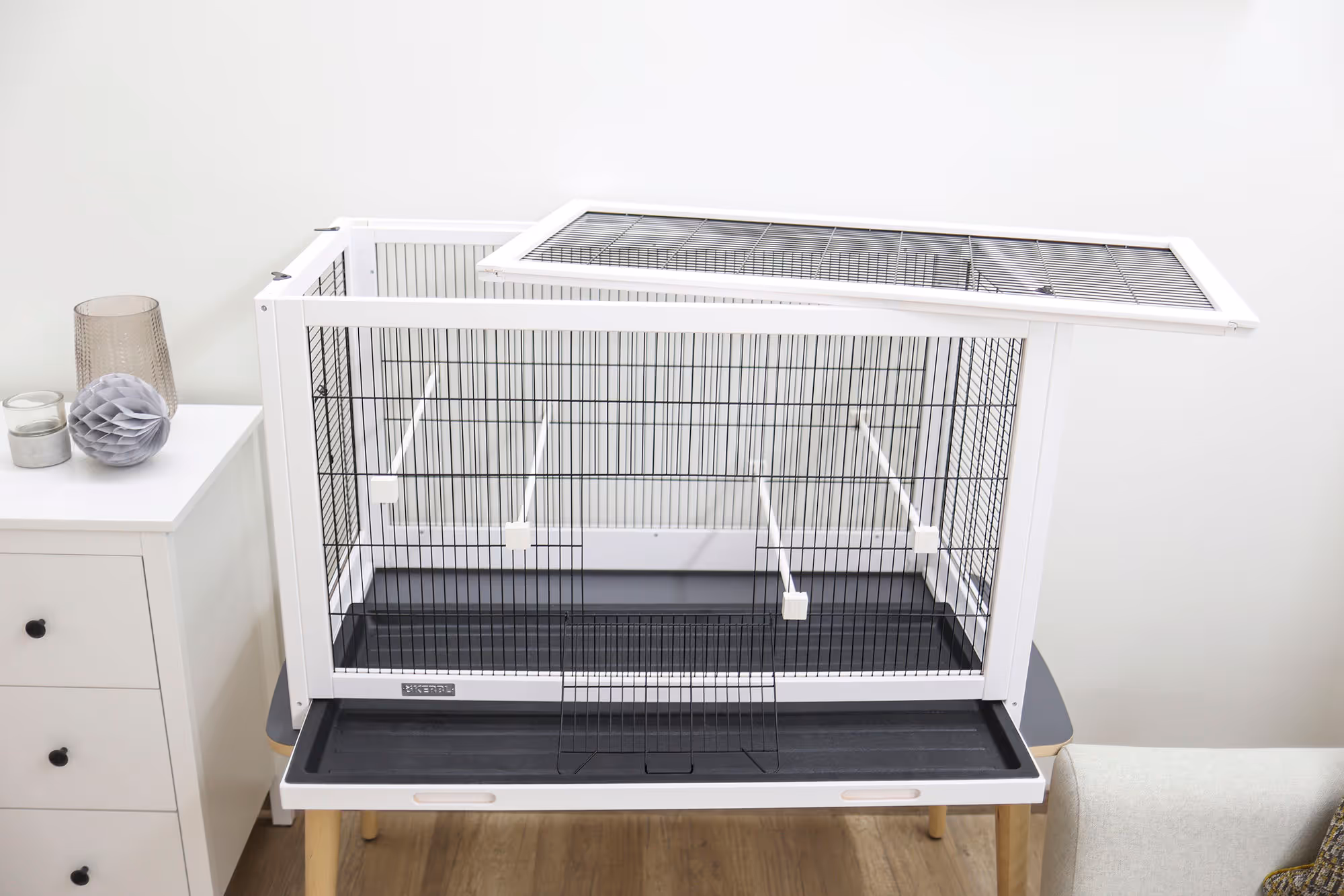 Cage pour oiseaux Fips bois blanc, 100X50X60cm