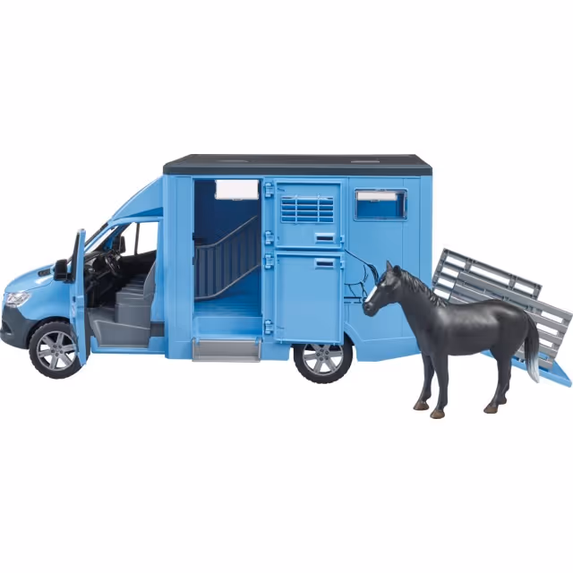 CAMION BETAILLERE MERCEDES BENZ SPRINTER AVEC UN CHEVAL AU 1/16EME