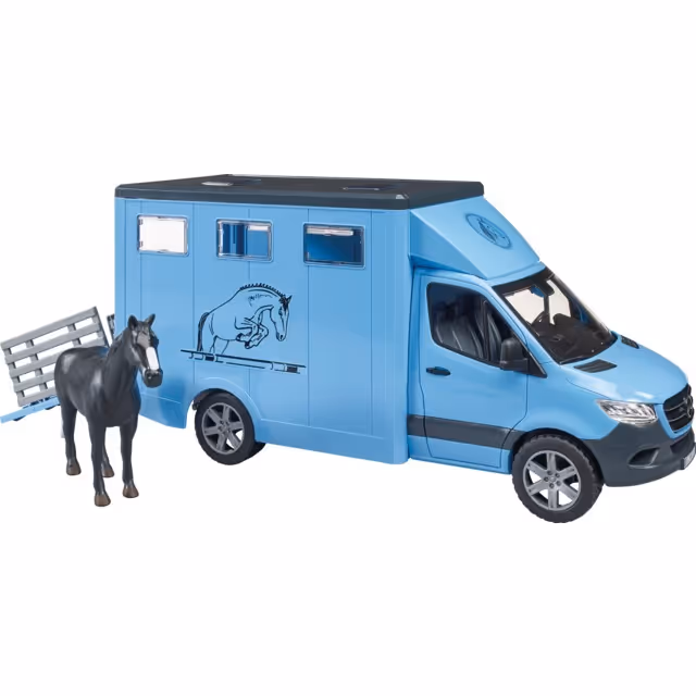 CAMION BETAILLERE MERCEDES BENZ SPRINTER AVEC UN CHEVAL AU 1/16EME