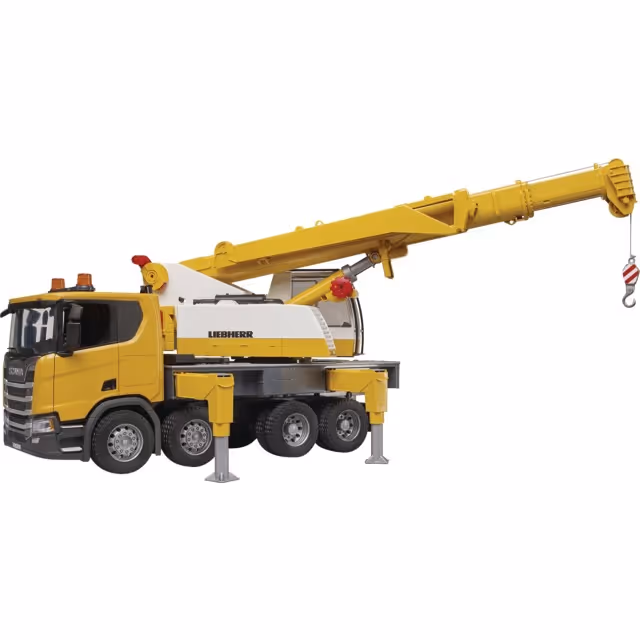 CAMION GRUE LIEBHERR SCANIA AVEC SON ET LUMIERE 1/16EME