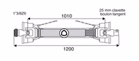 Cardan de transmission L1200 mm Cr.22x54 mm Ø25 mm claveté