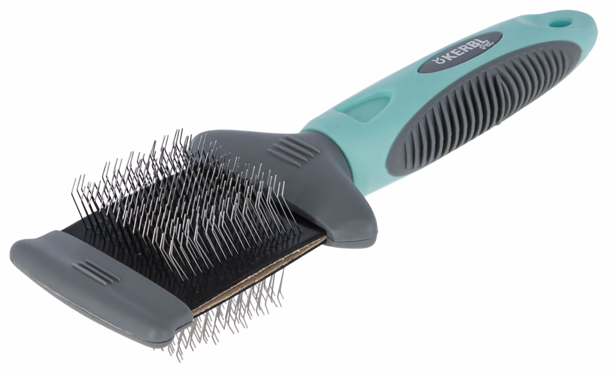 Carde douce double turquoise/gris, 19X7cm