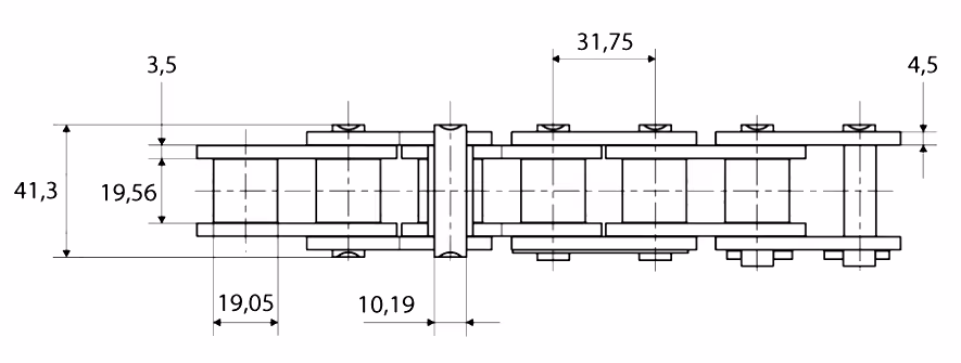 Chaîne à rouleaux 20B1 L5m