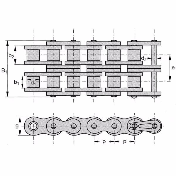 Chaîne à rouleaux 5/8" duplex