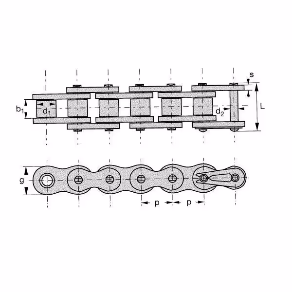Chaîne à rouleaux ASA80 H