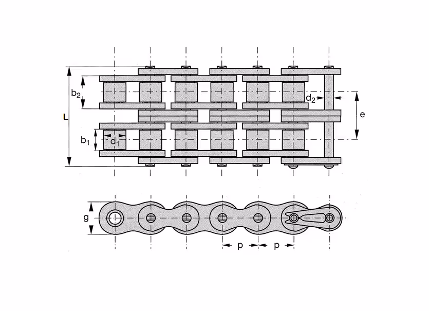 Chaîne à rouleaux double 06B2