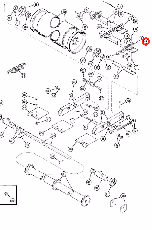 Chaîne latérale de convoyeur (montage 13 barettes) Case IH 118661A1 adaptable