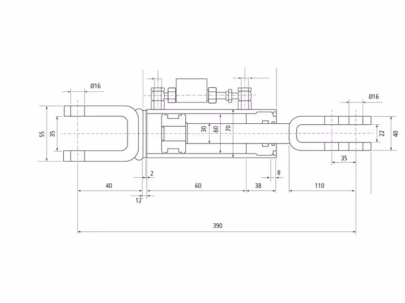 Chandelle de Relevage Hydraulique (Livrée avec: Tuyaux) - Fourche Trou Ø 16mm - Fourche Trou Ø 16mm - Min. Longueur: 390mm, Diamètre du cylindre: 63mm. - adaptable sur tracteurs New Holland - ref 87549639