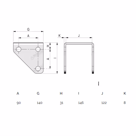 Chape + axe pour béquille hydraulique Ø 91 mm