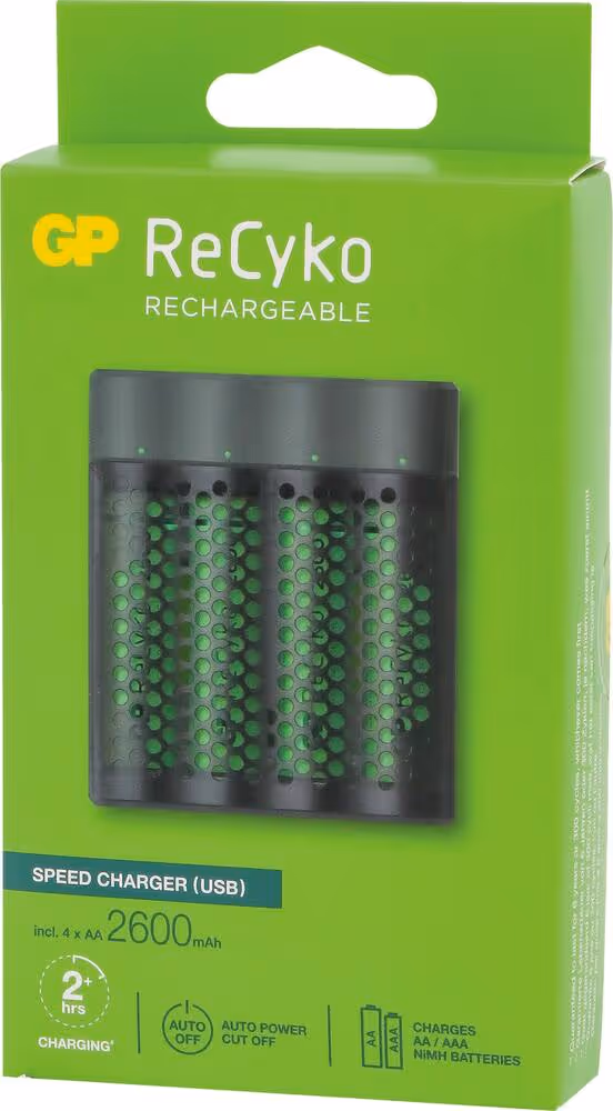 CHARGEUR USB ULTRA RAPIDE + 4 ACCUS AA 2600mAh inclus