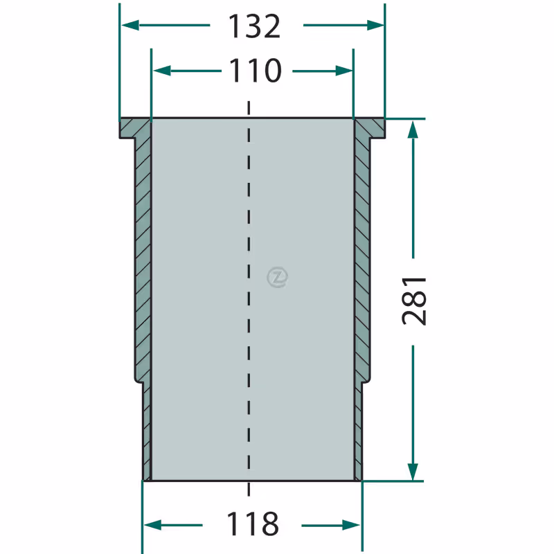 Chemise  Ø piston 110 mm, Ø chemise inférieur 118 mm