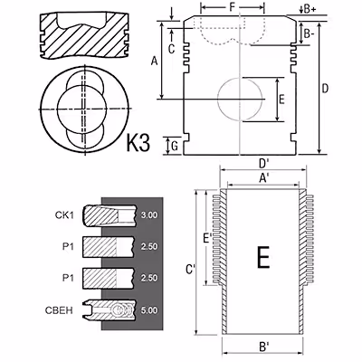 CHEMISE-PISTON-SEGMENTS Deutz 02928141