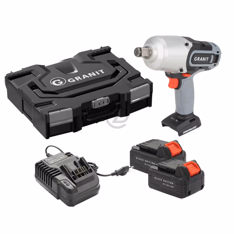 Clé à chocs sur batterie, Inclut 2x batterie lithium-ion 18 V 4,0 Ah et 1x chargeur de batterie