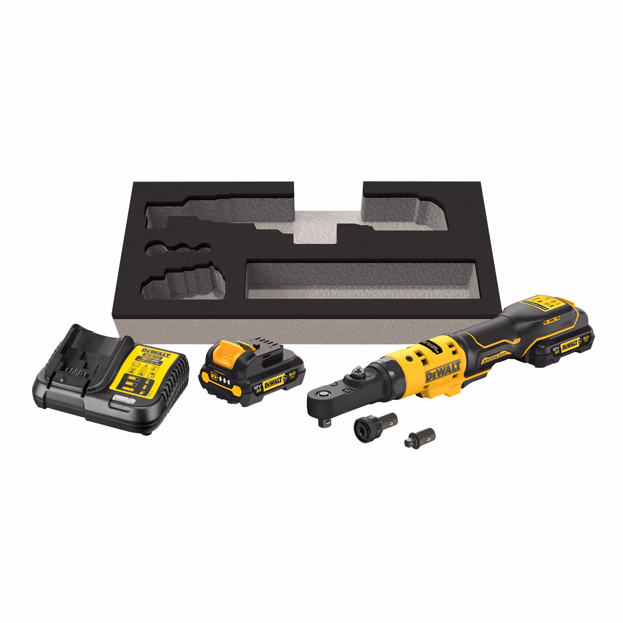 Clé à Cliquet XR 12V 3Ah Li-Ion Brushless - Têtes Interchangeables 1/4", 3/8" et Porte-embout Hexagonal 1/4" - Pack "GFN