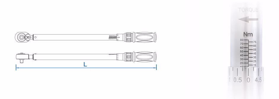 Clé dynamométrique 3/8" 4-20Nm DIN 6789 Longueur totale 324mm