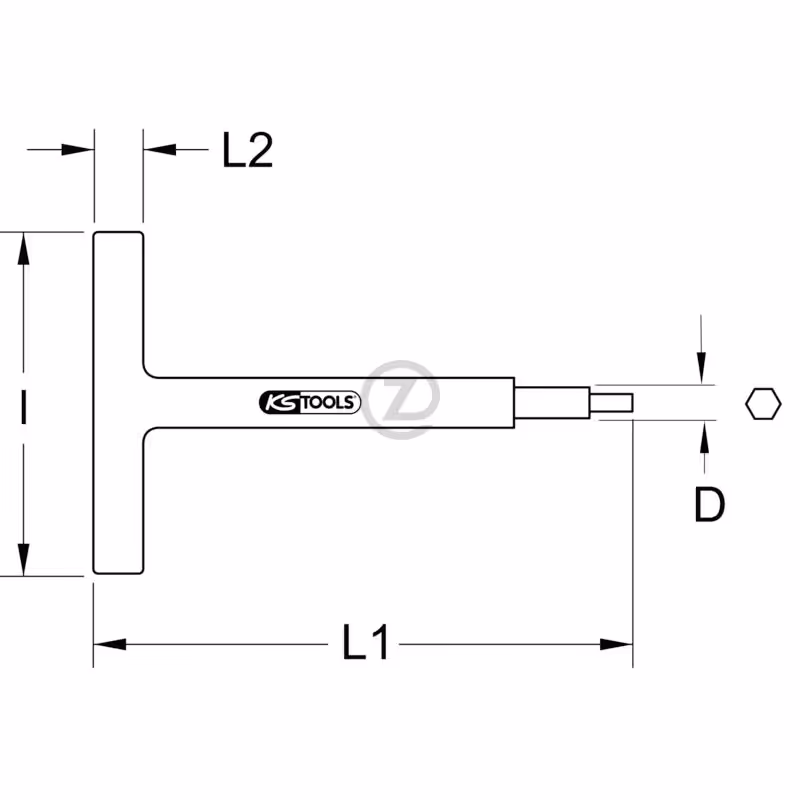 Clé mâle 6 pans poignée en T 4x160mm