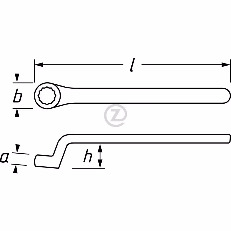 Clé polygonale simple, Profil extérieur 6 pans - 19 mm