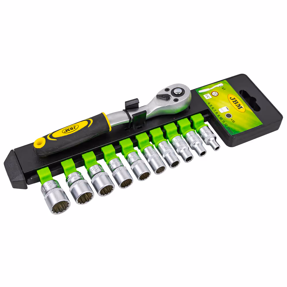 Cliquet 72 dents de 1/4" avec douilles 12 pans