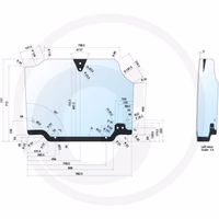Vitre cabine tacteur CNH arrière 5196371 Adaptable