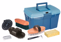 Coffre de pansage complet bleu, 7 pièces