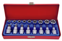Coffret 17 embouts 1/2" et douilles torx.