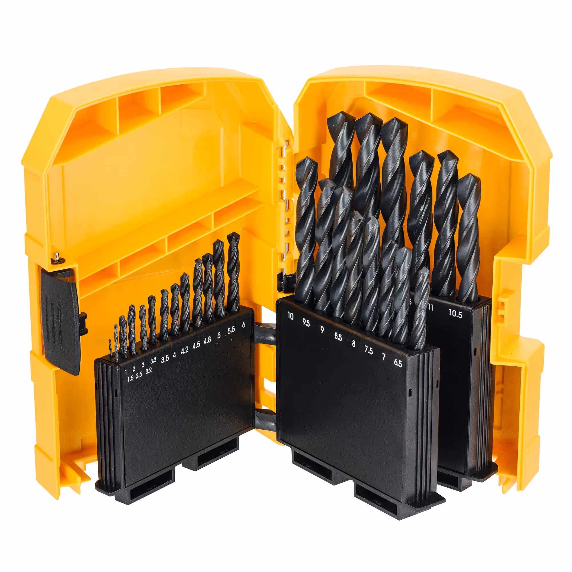 Coffret de 29 forets métal HSS-R diamètre : 1 - 1,5 - 2 - 2,5 - 3 - 3,2 - 3,3 - 3,5 - 4 - 4,2 - 4,5 - 4,8 - 5 - 5,5 - 6 - 6,5 - 7 - 7,5 - 8 - 8,5 - 9 - 9,5 - 10 - 10,5 - 11 - 11,5 - 12 - 12,5 - 13 mm