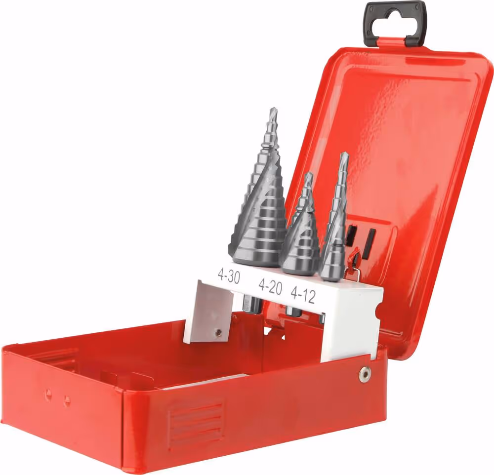 COFFRET 3 FORETS HSS ETAGE HSS COBALT TIALN D4 A 12-D4 A 20-D4 A 30MM