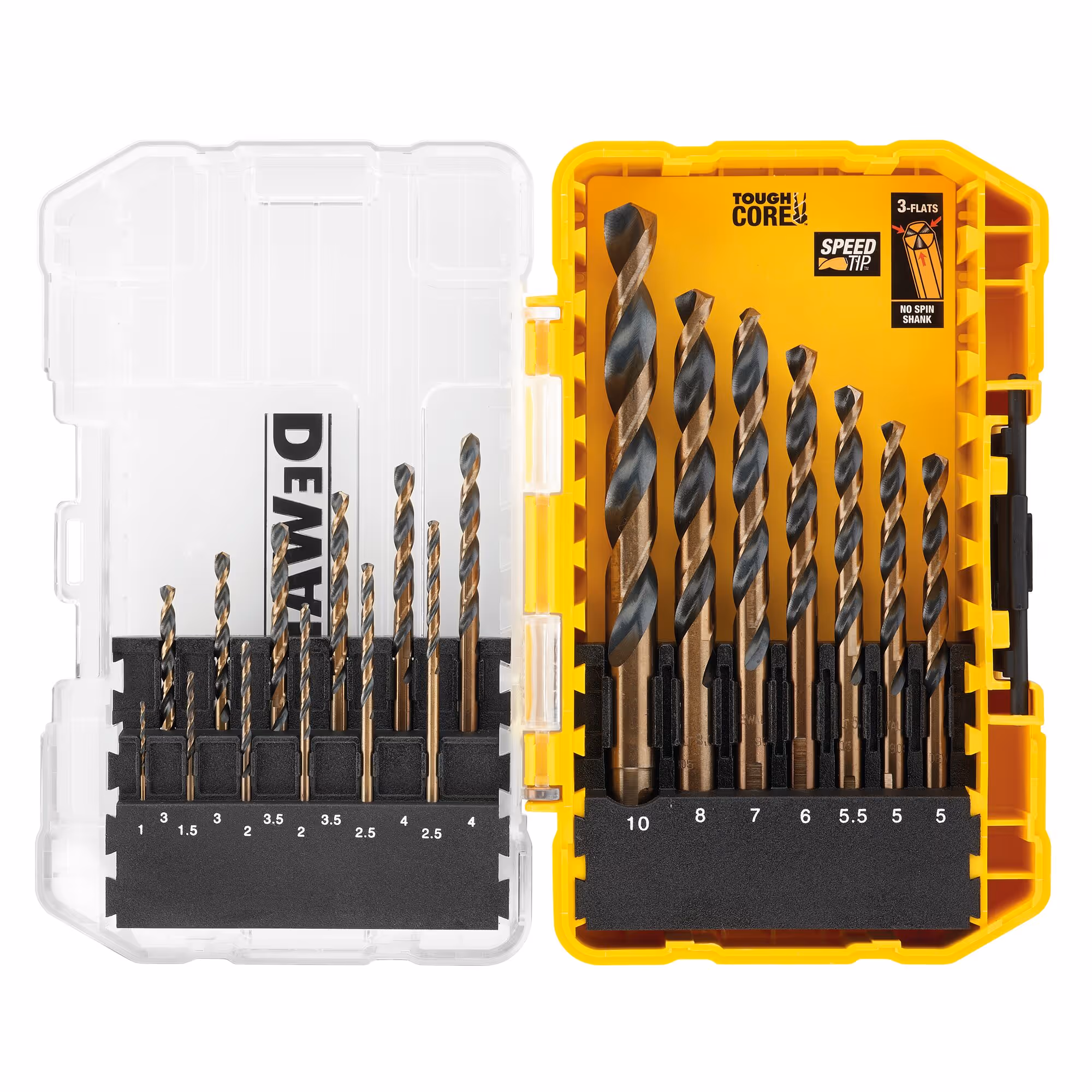 Coffret Black&Gold 19 pièces - forets HSS-R : 1 - 1,5 - 2x2 - 2,5x2 - 3x2 - 3,5x2 - 4x2 - 5x2 - 5,5 - 6 - 7 - 8 - 10 mm