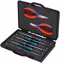 COFFRET COMPACT 2 PINCES ELECTRONIQUES ET 6 TOURNEVIS WERA