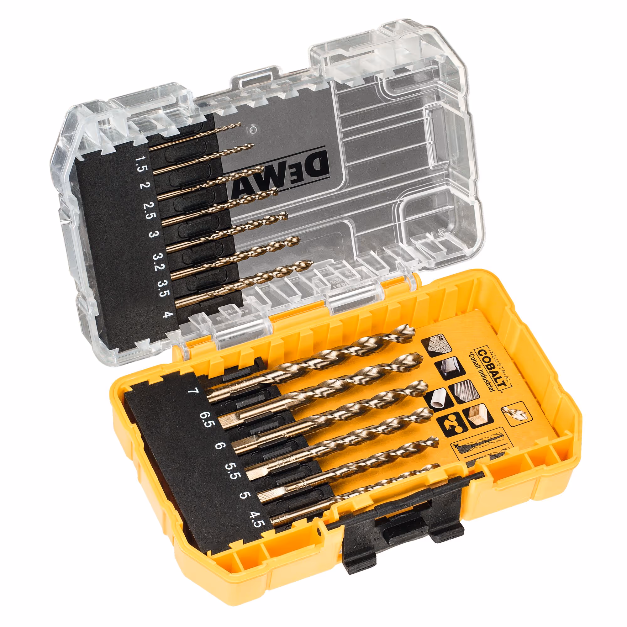 Coffret plastique de 13 forets métal Extreme Cobalt HSS-CO diamètre : 1,5 - 2 - 2,5 - 3 - 3,2 - 3,5 - 4 - 4,5 - 5 - 5,5 - 6 - 6,5 - 7 mm
