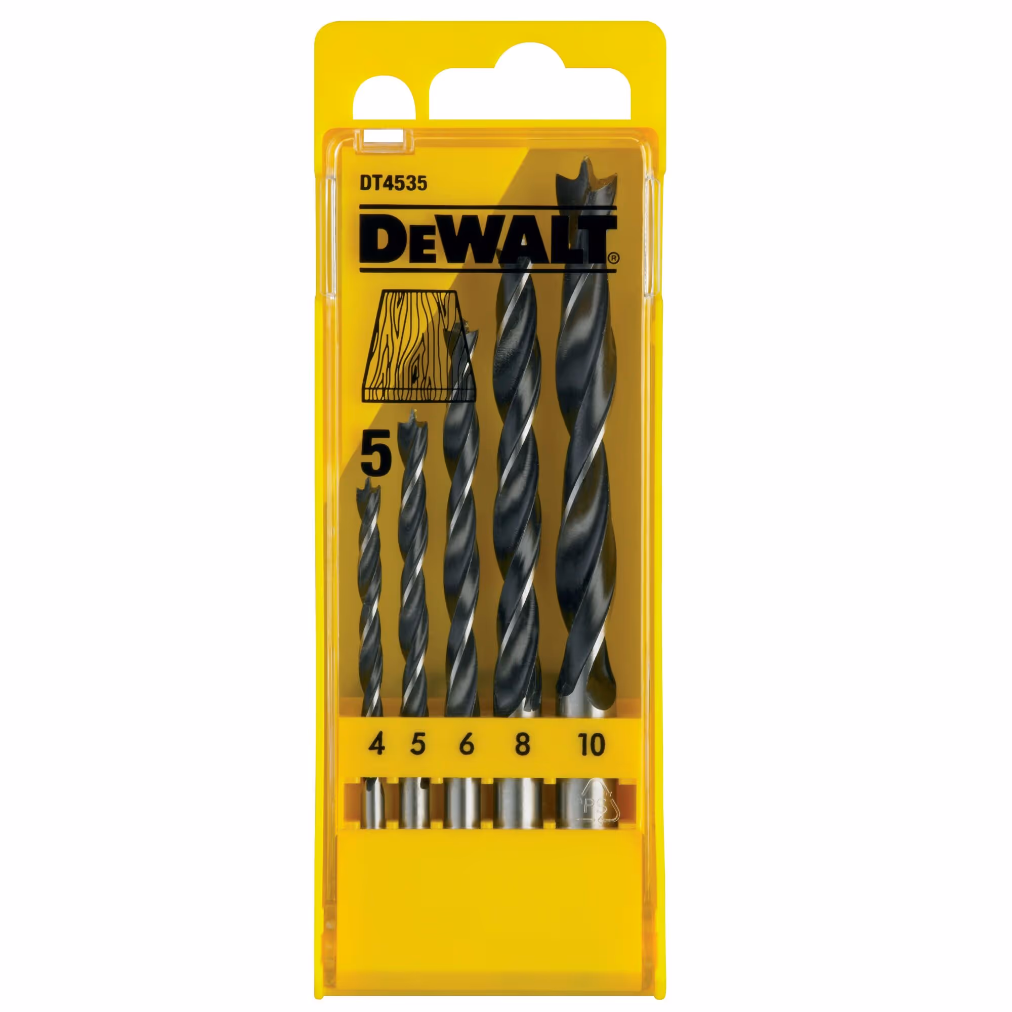 Coffret plastique de 5 mèches à bois 3 pointes diamètre : 4, 5, 6, 8, 10 mm