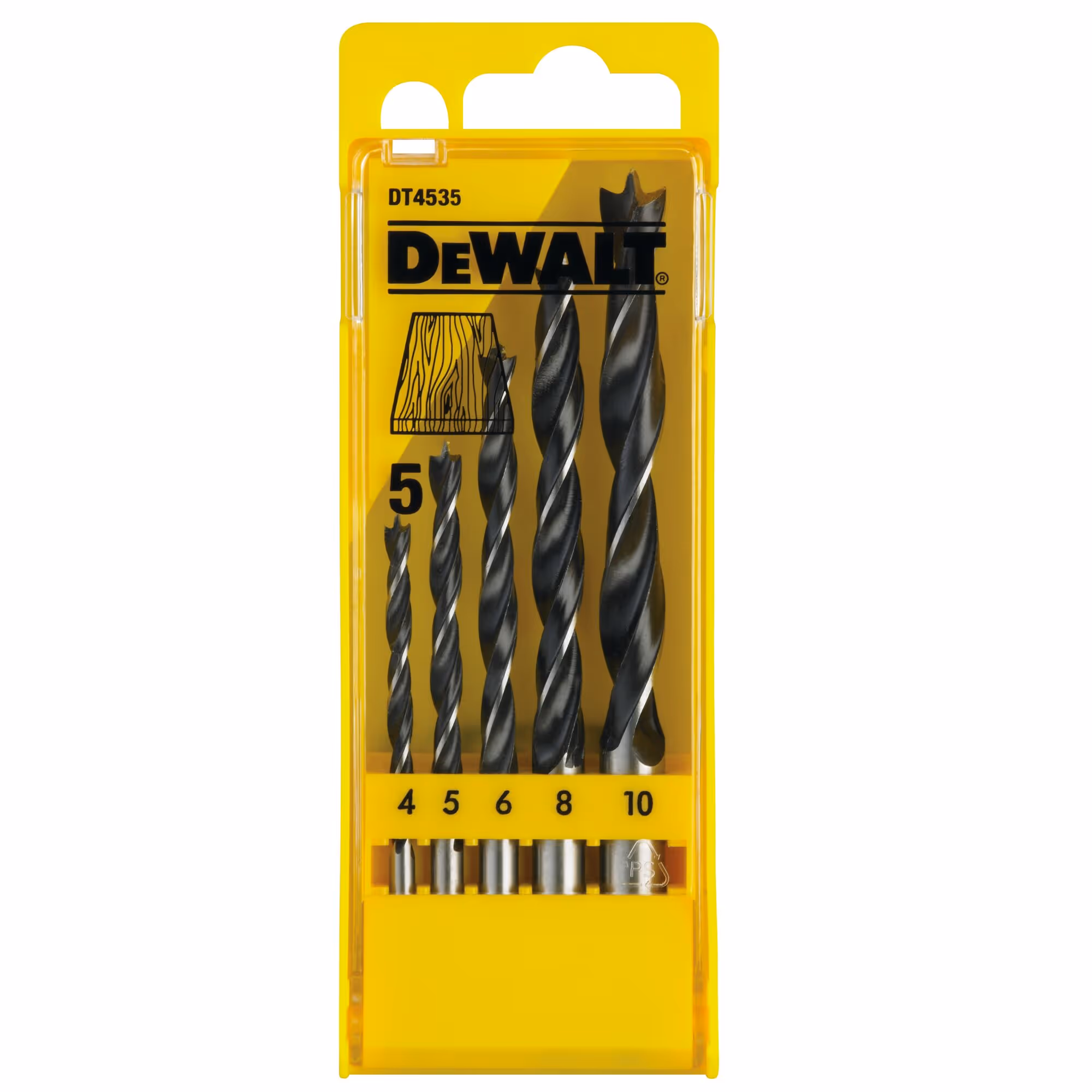Coffret plastique de 5 mèches à bois 3 pointes diamètre : 4, 5, 6, 8, 10 mm