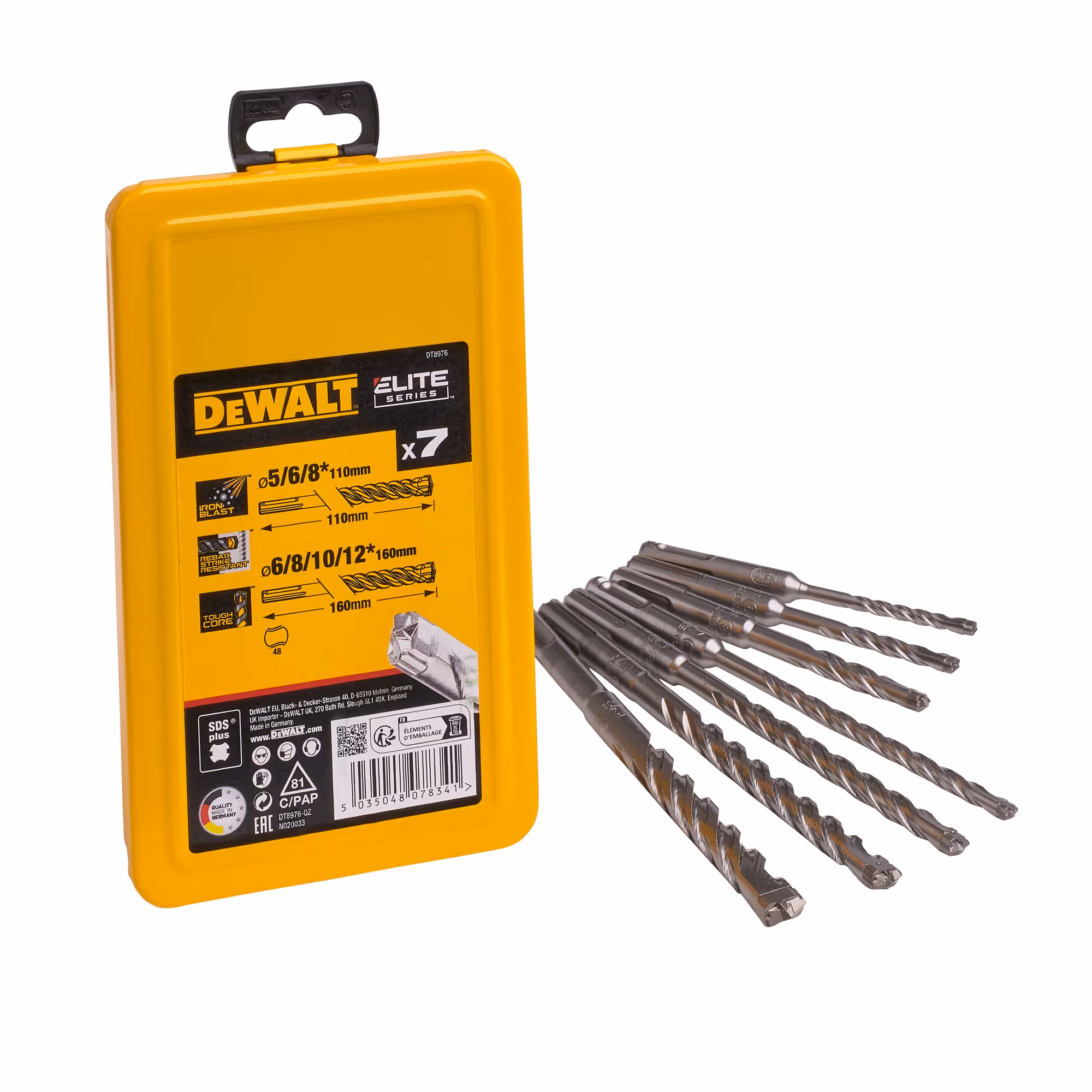 Coffret de 7 forets SDS-Plus carbure XLR diamètre : 5, 6 (x 2), 8 (x 2), 10, 12 mm