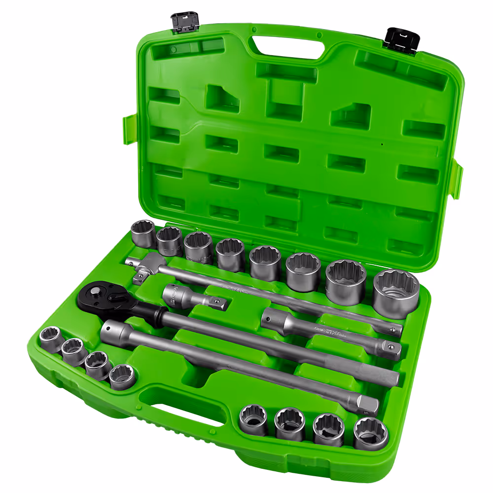 Coffret de douilles 21 pièces cliquet de 3/4" 12 pans
