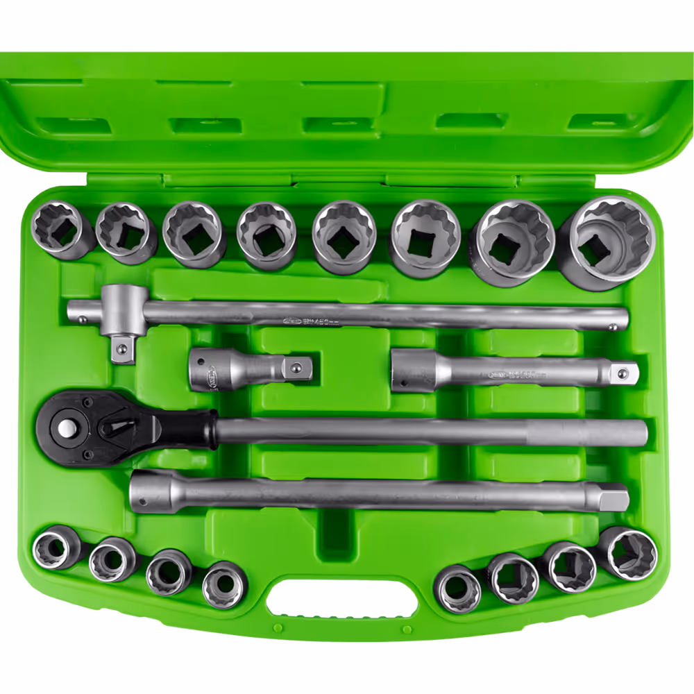Coffret de douilles 21 pièces cliquet de 3/4" 12 pans