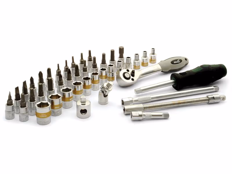 Coffret de douilles avec clé à cliquet 1/4'' (44 pièces)