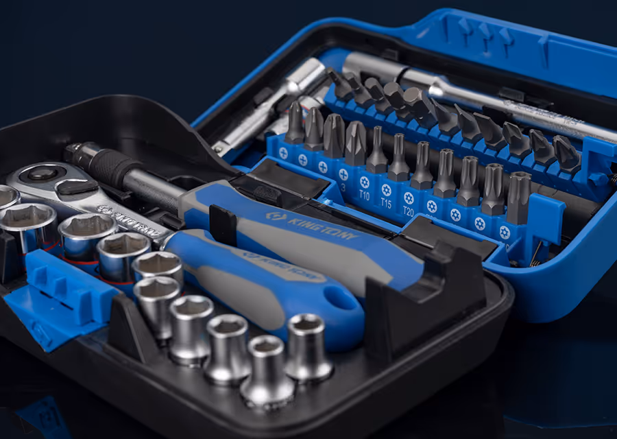 Coffret de douilles métriques et accessoires 1/4" - Série Atom - 39 pièces