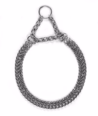 Collier étrangleur 2 rangées chromé, 45-55cm, Ø2,5mm