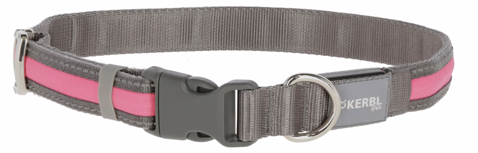 Collier lumineux Light&Reflex gris/rose fluo, 35-50cm, 20mm