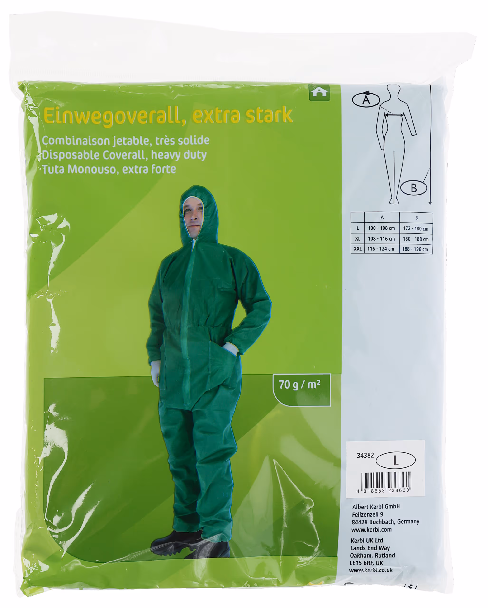 Combinaison jetable vert, taille L