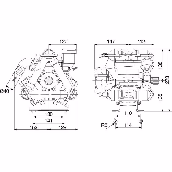 Pompe pulverisateur Comet à piston et membrane BP125K 6100000100 Origine