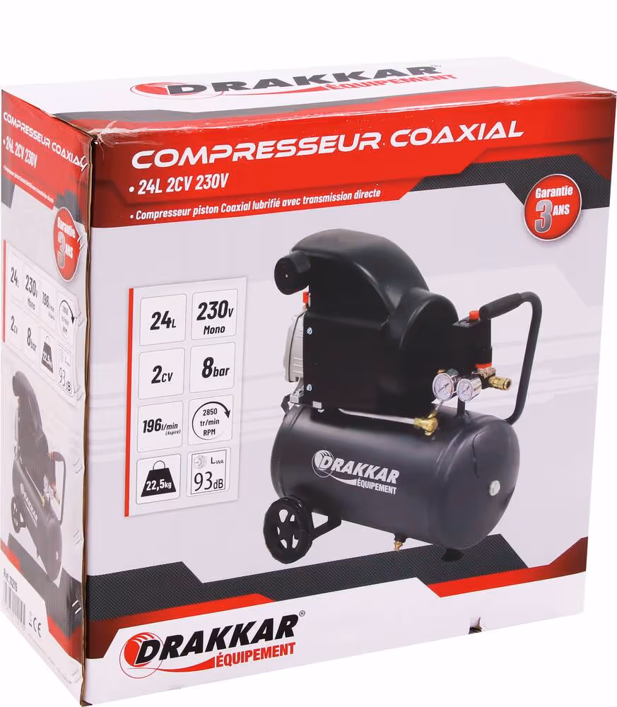 COMPRESSEUR COAXIAL 24L 8 BARS 2CV