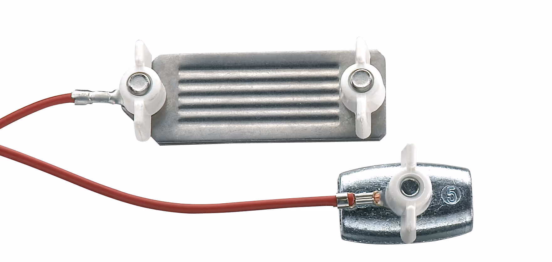 Connecteur cordelette/ruban rouge, Ømax 6,5mm pour cordelette/40mm pour ruban, 80cm