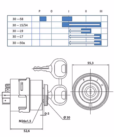 Contacteur démarrage à clé Case IH 1532371C2 adaptable