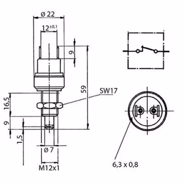 Contacteur freins à poussoir Case IH 3401400R1 adaptable