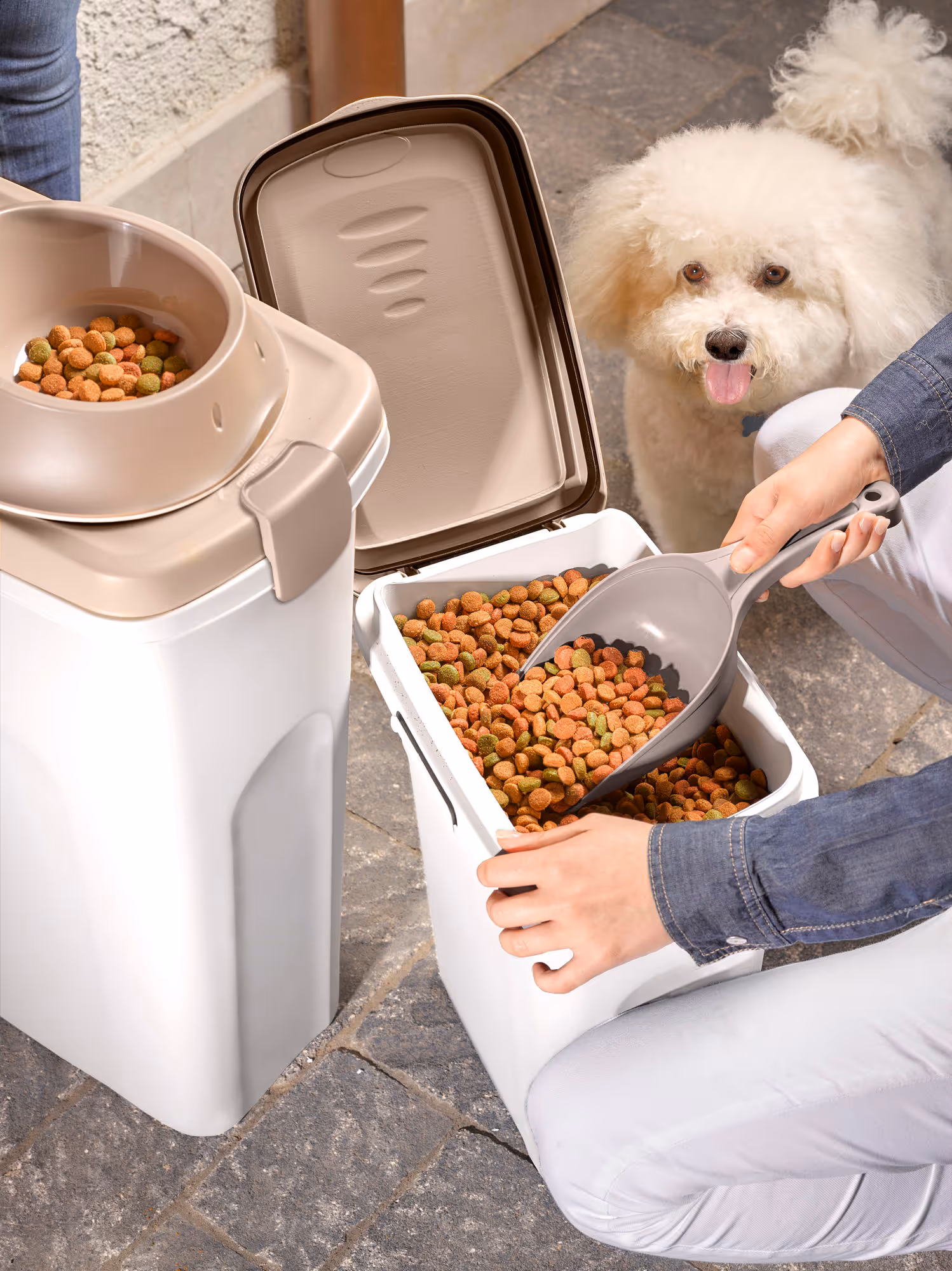 Conteneur Petfood brun/blanc, 25l