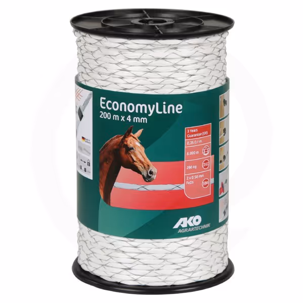 Cordelette de clôture torsadés 4mm 200m economyline 