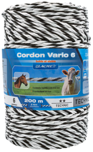 CORDON VARIO 6 - 200M Bobine cordelette blanc noir Lacmé