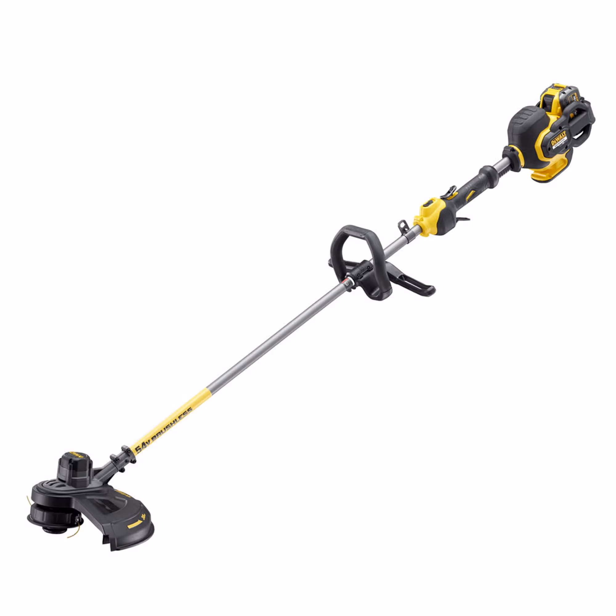 Coupe-bordure / Débrousailleuse XR FLEXVOLT 54 V 3 Ah Li-Ion Brushless - 1 batterie, chargeur, fil de coupe torsadé 2 mm, couteau à herbe 3 lames 25 cm, kit d’adaptation, bobine de fil torsadé 2 mm