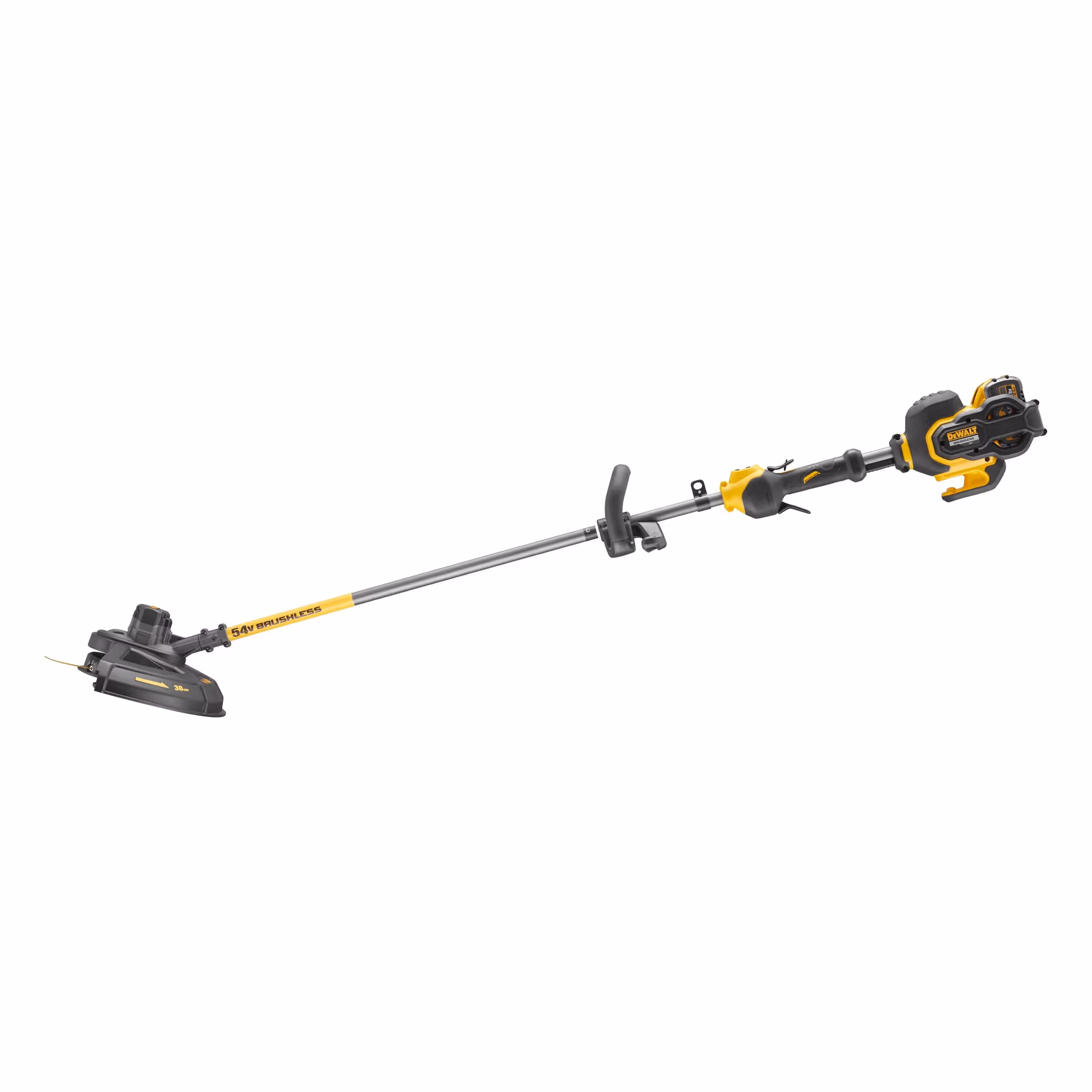 Coupe-bordure / Débrousailleuse XR FLEXVOLT 54 V 3 Ah Li-Ion Brushless - 1 batterie, chargeur, fil de coupe torsadé 2 mm, couteau à herbe 3 lames 25 cm, kit d’adaptation, bobine de fil torsadé 2 mm
